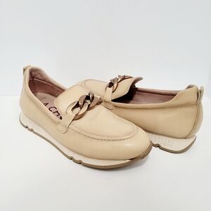 HISPANITAS Cream Leather Loafers Chain Detail Made In Spain 41